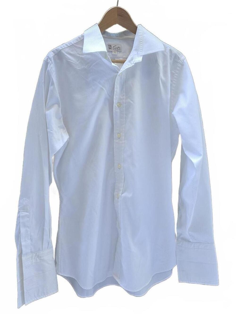 Curt’s Men's Formal White Cotton Slim Fit Formal Dress Shirt